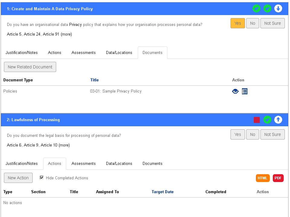 Once configured, the provided sample documents, allow you to say "Yes" to many questions, <br>by providing you with the relevant policy or procedure.