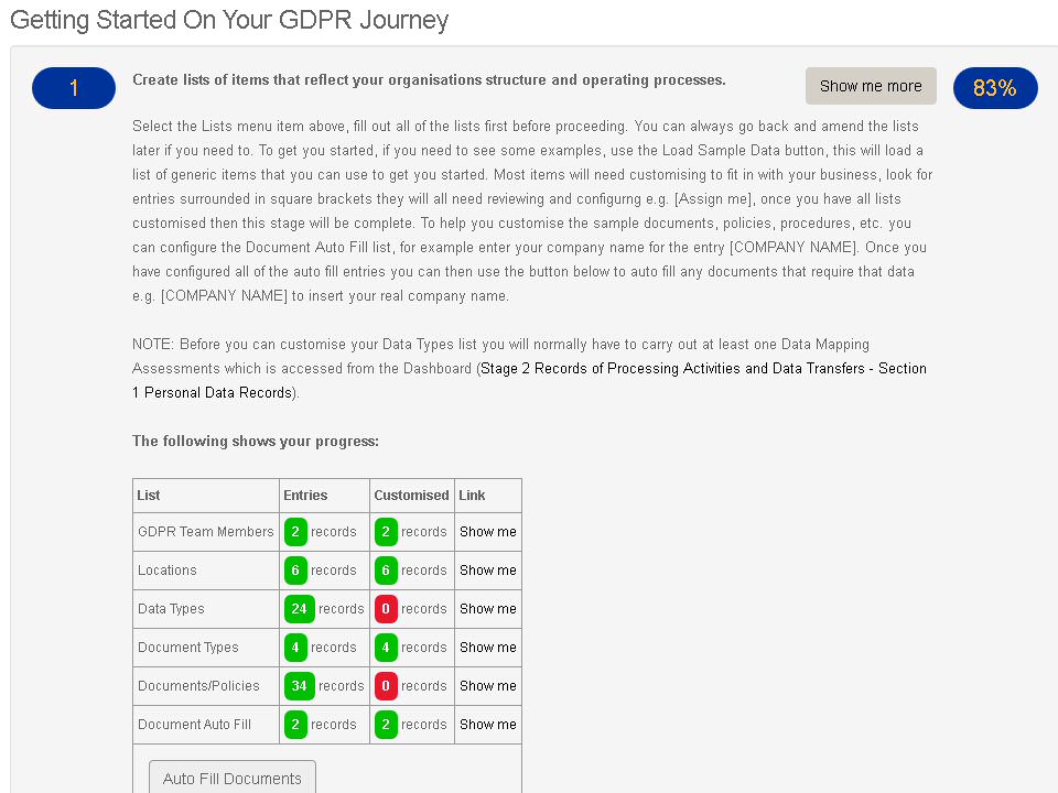 At a glance progress indicators, show you immediately where you are in the process, <br>and suggests what you should be doing next.